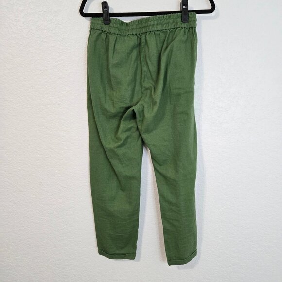 J. Crew Green Linen Blend Drawstring Waist Pull On Cropped Pants Size 4 - Picture 2 of 5